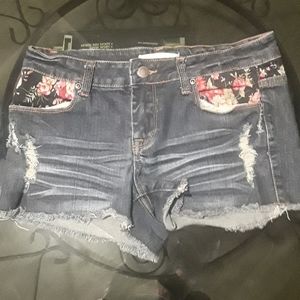Floral jean shorts